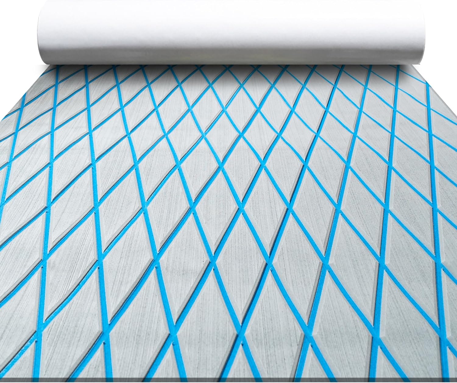 FOCEAN Premium EVA Foam Boat Flooring - Grey with Blue Lines
