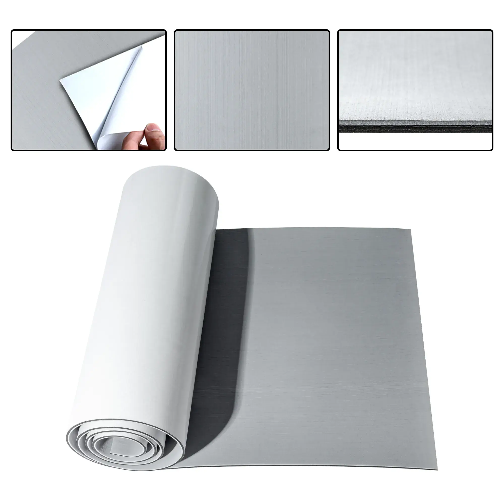 Boat Flooring EVA Foam Boat Decking Gray Brushed Non-Slip Boat Mat Self-Adhesive Foam Boat Deck Flooring Carpet Mat Rolls for Kayak Deck Boat Yacht Flooring Motorboat