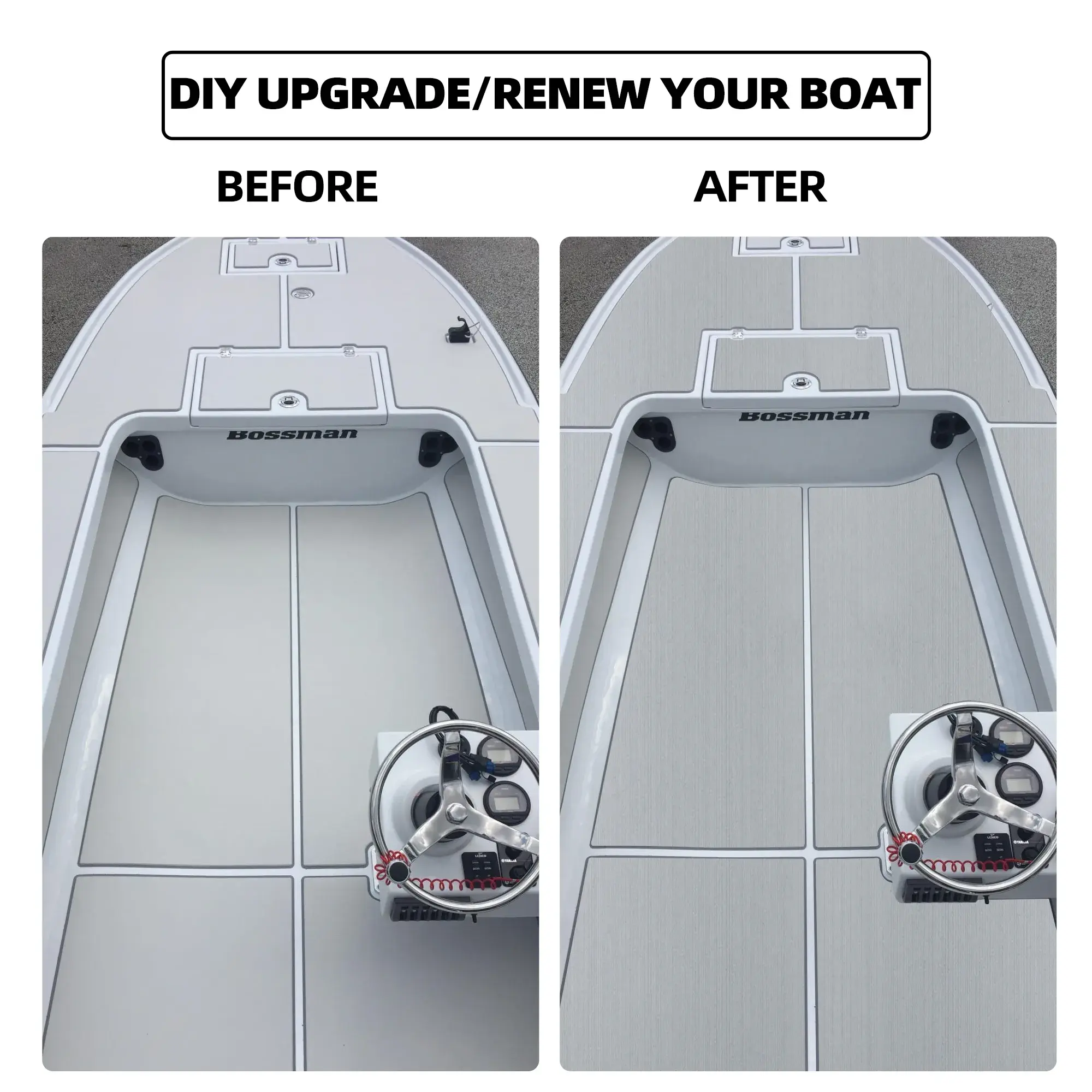 Boat Flooring EVA Foam Boat Decking Gray Brushed Non-Slip Boat Mat Self-Adhesive Foam Boat Deck Flooring Carpet Mat Rolls for Kayak Deck Boat Yacht Flooring Motorboat