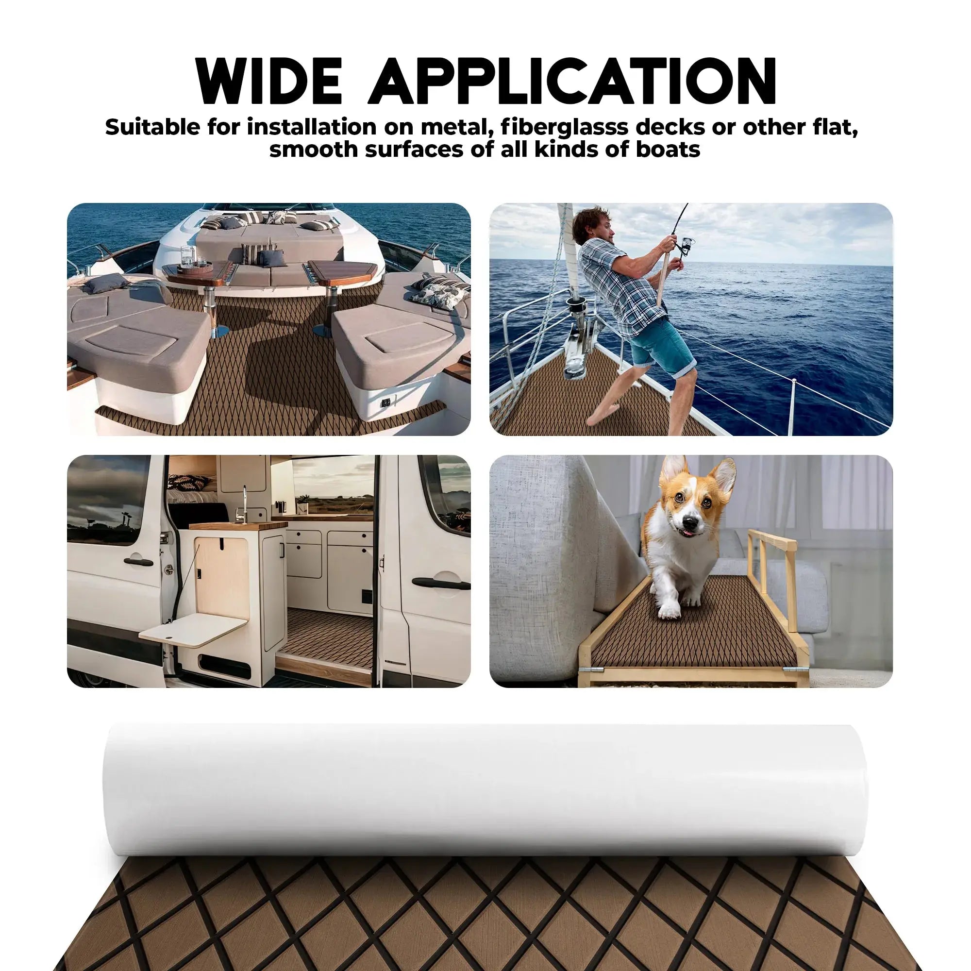 FOCEAN Boat Flooring EVA Foam Boat Decking Marine Mat Non-Slip Self-Adhesive Flooring Sheet for Motorboat Kayak Surfboard Garden Swimming Pools