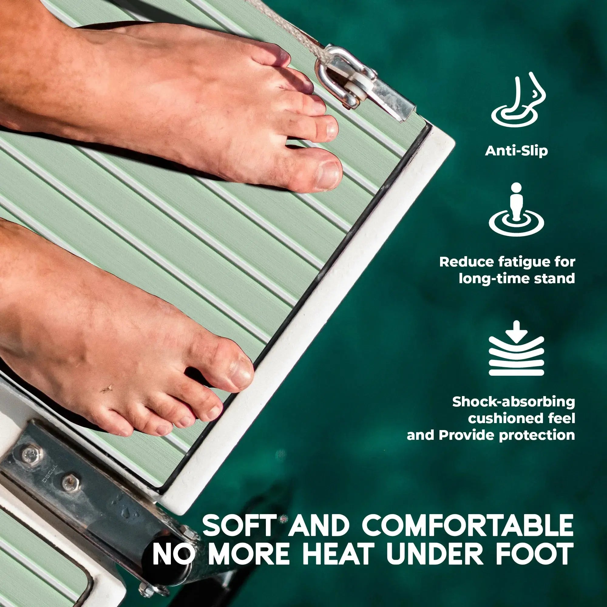 FOCEAN Boat Flooring with 3M 99786+ High Strength Adhesive Backing EVA Foam Self-Adhesive 96''x45.6'' Faux Teak Marine Decking Sheet for Jon Boats Yacht RV Floor