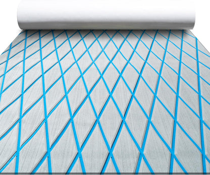 FOCEAN Premium EVA Foam Boat Flooring - Grey with Blue Lines