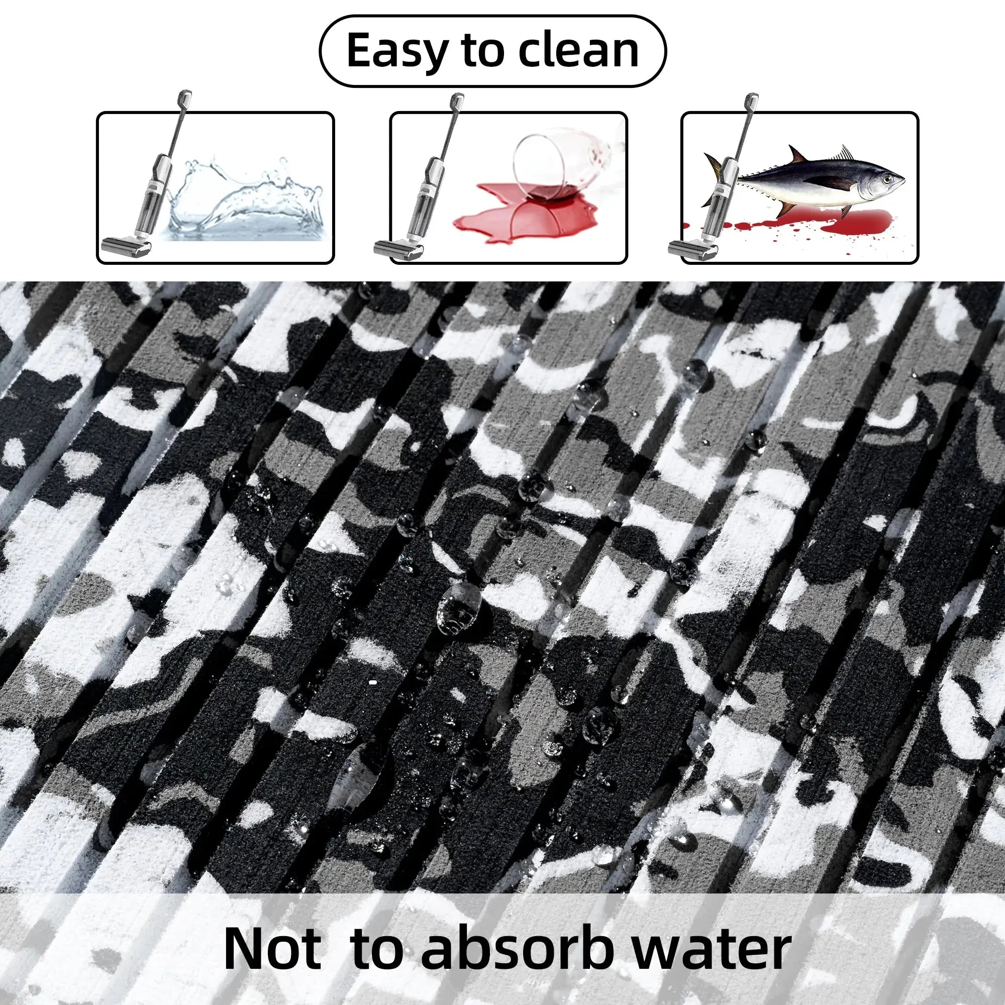FOCEAN Anti-UV Camouflage Boat Flooring Strip Cut Grooves Self-Adhesive EVA Foam Sheet Non-Slip Traction Pad for Boats Decking Surfboard SUP Paddle Board Kayak