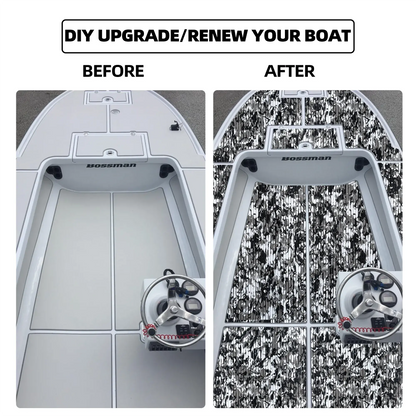 FOCEAN Anti-UV Camouflage Boat Flooring Strip Cut Grooves Self-Adhesive EVA Foam Sheet Non-Slip Traction Pad for Boats Decking Surfboard SUP Paddle Board Kayak