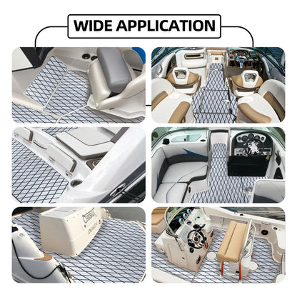 FOCEAN Self-Adhesive Diamond Pattern Boat Flooring EVA Foam Marine Boat Decking Sheet Non-Slip Mat for Jon Motor Boats Yacht Helm Pad RV Floor