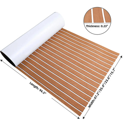 FOCEAN EVA Foam Boat Flooring with 3M Adhesive Backing Marine Self-Adhesive Decking Faux Teak Sheet for Jon Boats Swim Platform Helm Pad RV Floor