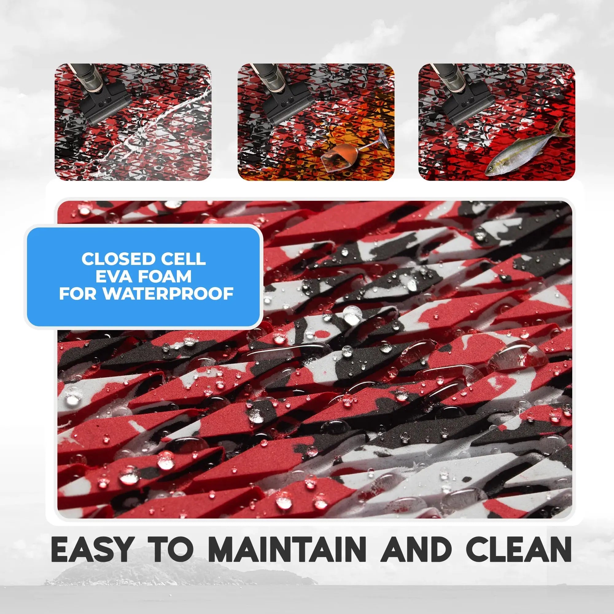 FOCEAN New Arrival Anti-UV None Slip EVA Foam Boat Flooring 3M Adhesive Sea Deck for Jon Boat Surfboard SUP Board Kayak