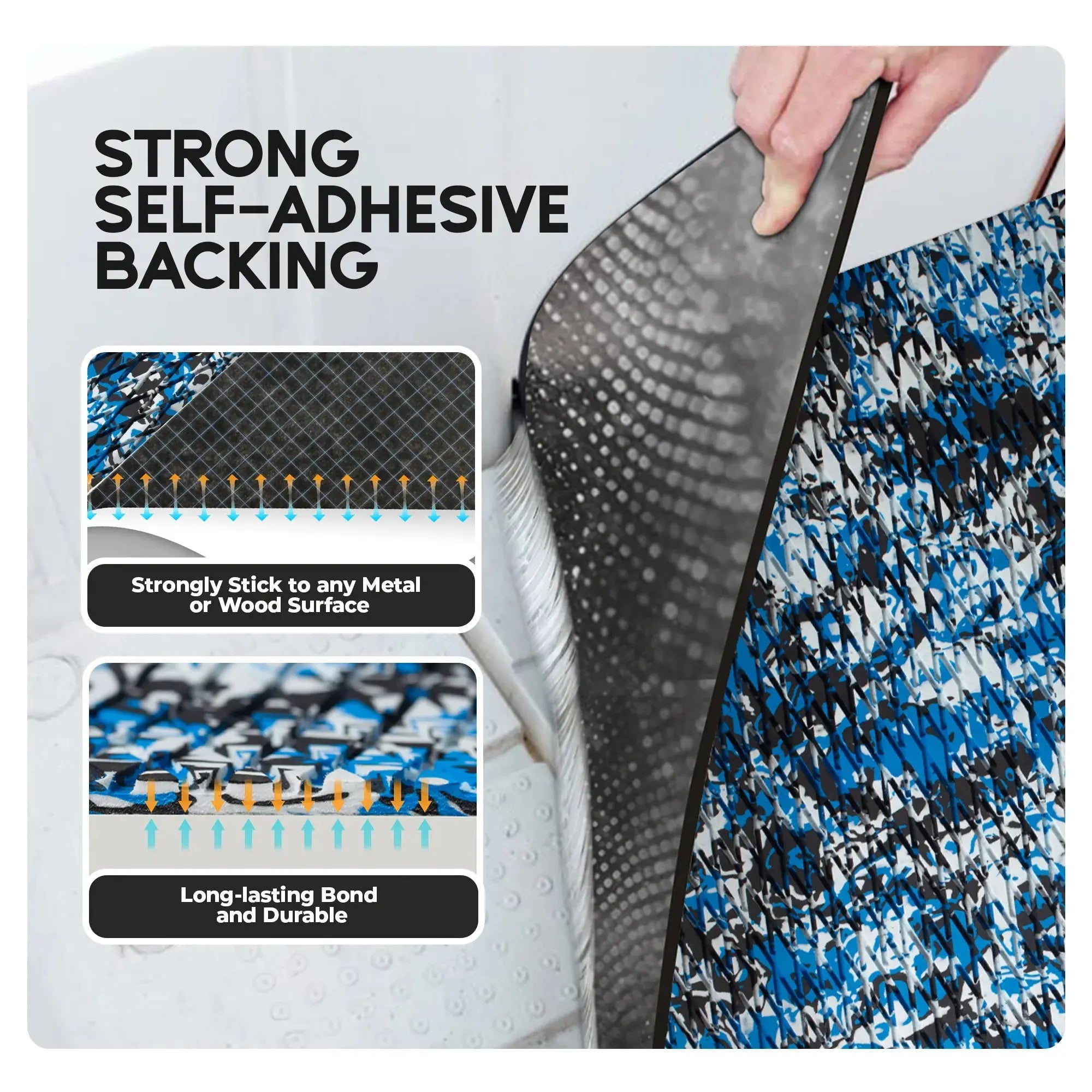 FOCEAN Self-Adhesive 95''x16''/23''/38''/47'' Camouflage Boat Flooring Non-Slip Marine Grip Pad EVA Foam Sheet for Jon Boat Surfboard SUP Board Kayak