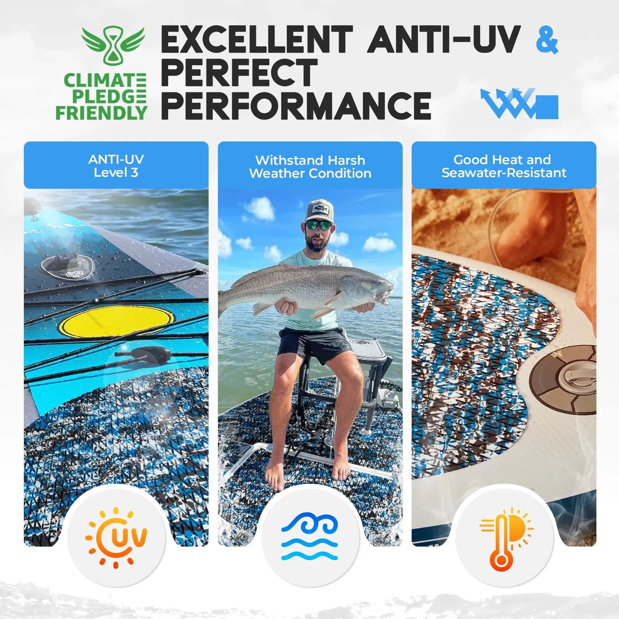 FOCEAN Self-Adhesive 95''x16''/23''/38''/47'' Camouflage Boat Flooring Non-Slip Marine Grip Pad EVA Foam Sheet for Jon Boat Surfboard SUP Board Kayak