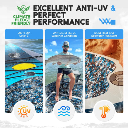 FOCEAN Self-Adhesive 95''x16''/23''/38''/47'' Camouflage Boat Flooring Non-Slip Marine Grip Pad EVA Foam Sheet for Jon Boat Surfboard SUP Board Kayak