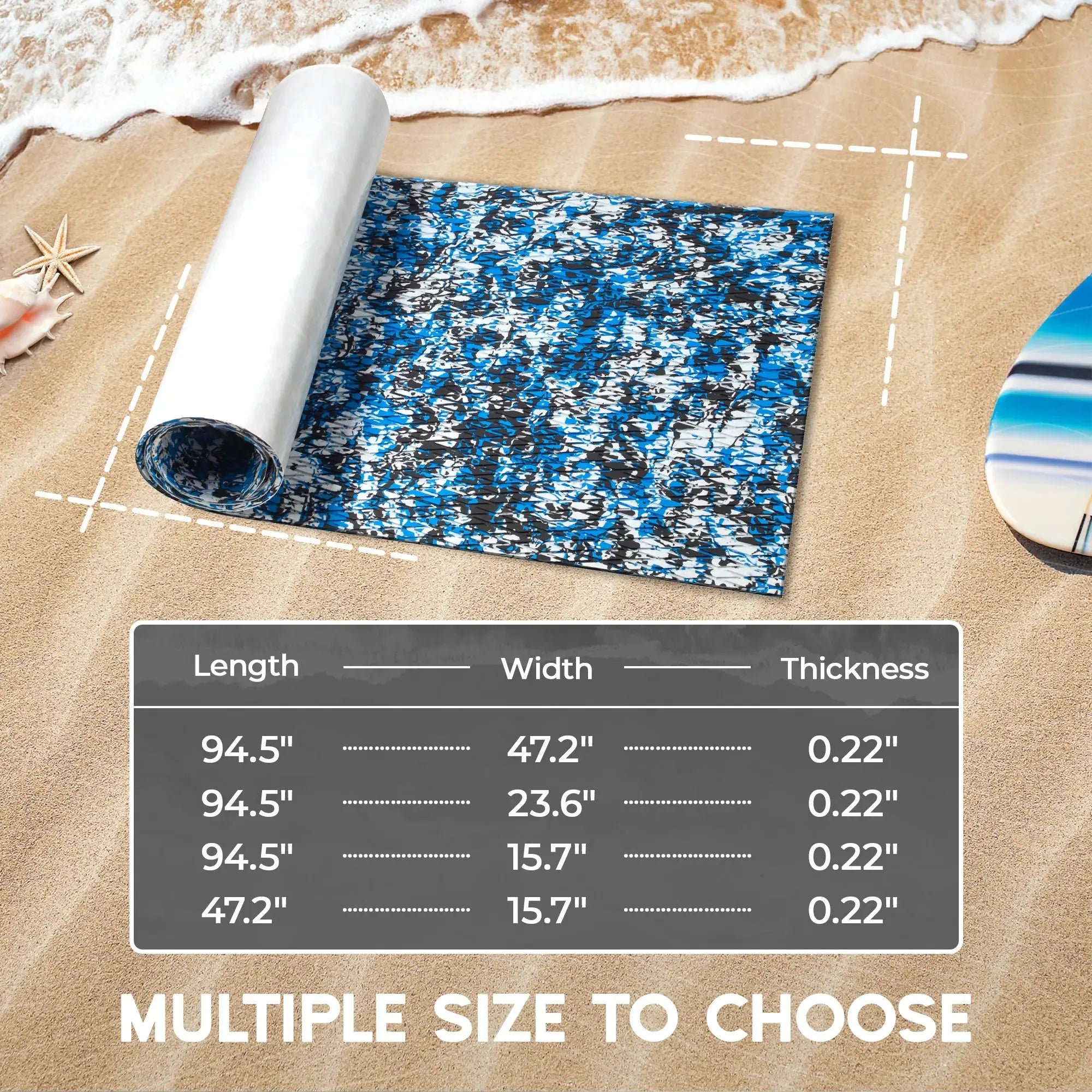 FOCEAN Self-Adhesive 95''x16''/23''/38''/47'' Camouflage Boat Flooring Non-Slip Marine Grip Pad EVA Foam Sheet for Jon Boat Surfboard SUP Board Kayak