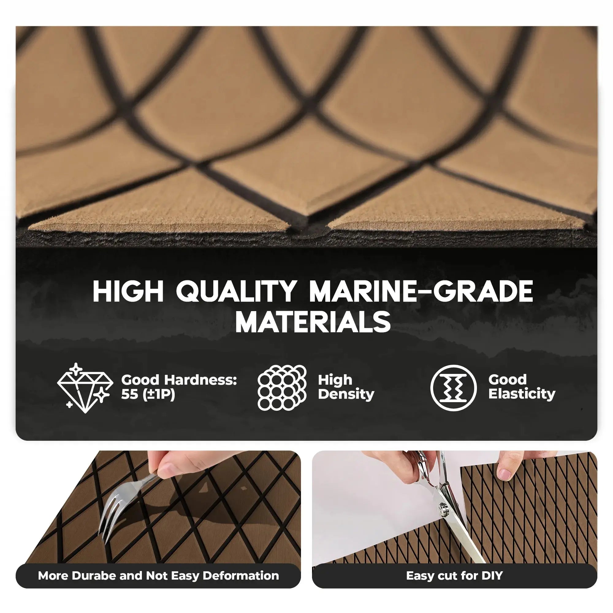 FOCEAN Boat Flooring EVA Foam Boat Decking Marine Mat Non-Slip Self-Adhesive Flooring Sheet for Motorboat Kayak Surfboard Garden Swimming Pools