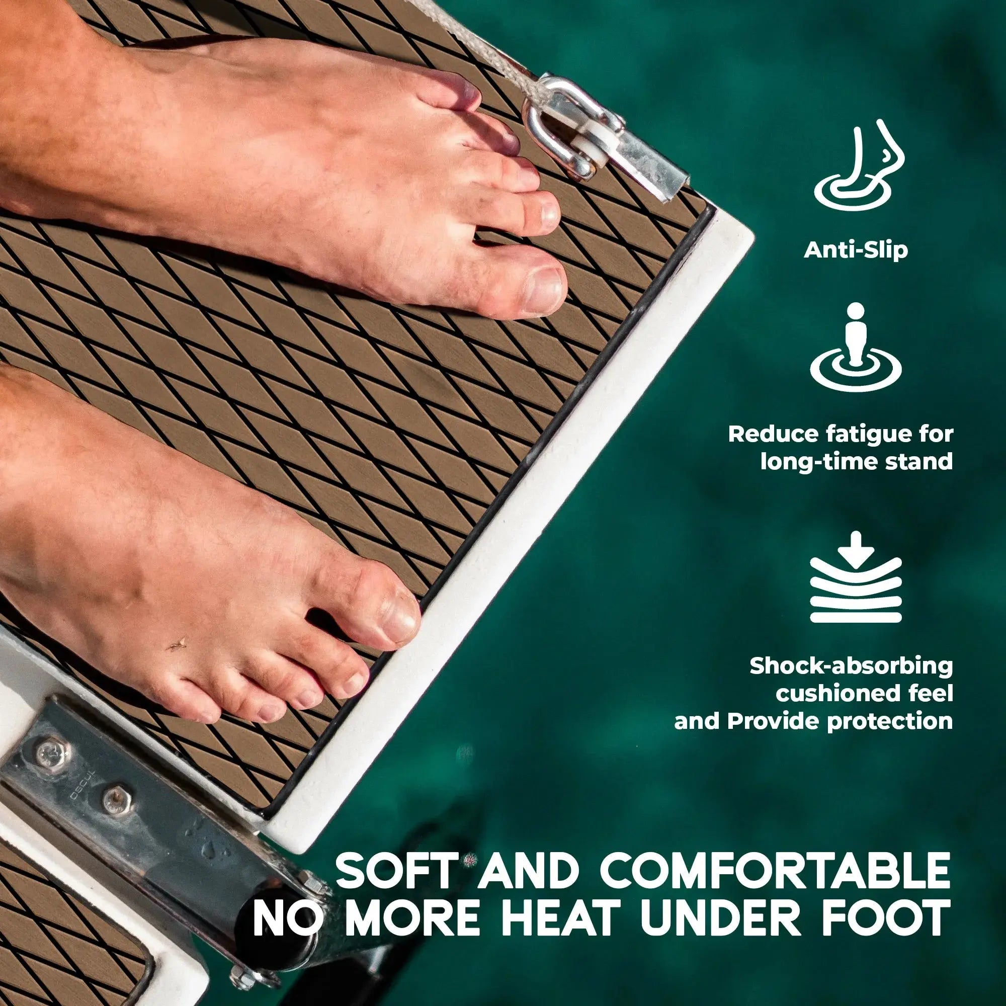 FOCEAN Boat Flooring EVA Foam Boat Decking Marine Mat Non-Slip Self-Adhesive Flooring Sheet for Motorboat Kayak Surfboard Garden Swimming Pools