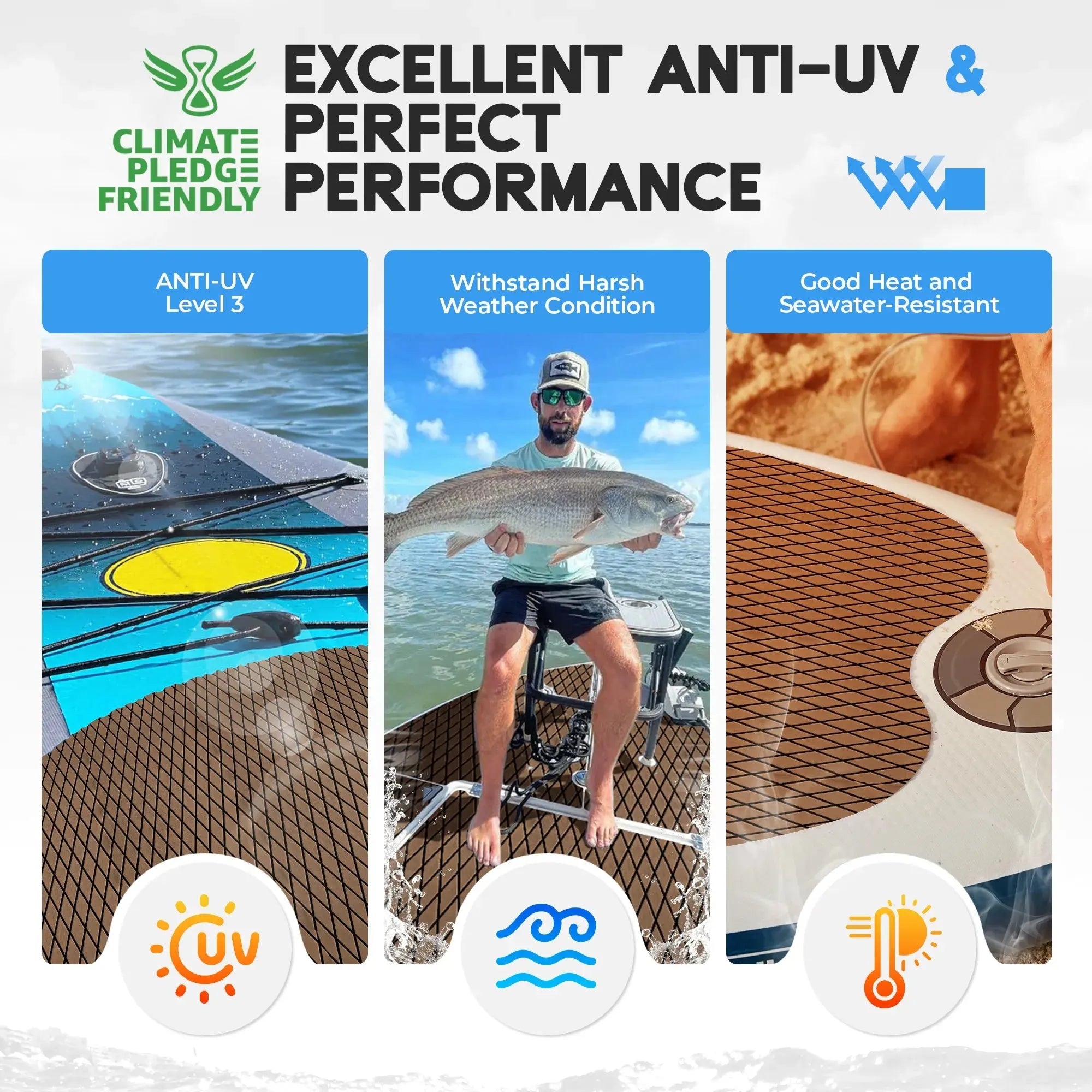 FOCEAN Boat Flooring EVA Foam Boat Decking Marine Mat Non-Slip Self-Adhesive Flooring Sheet for Motorboat Kayak Surfboard Garden Swimming Pools