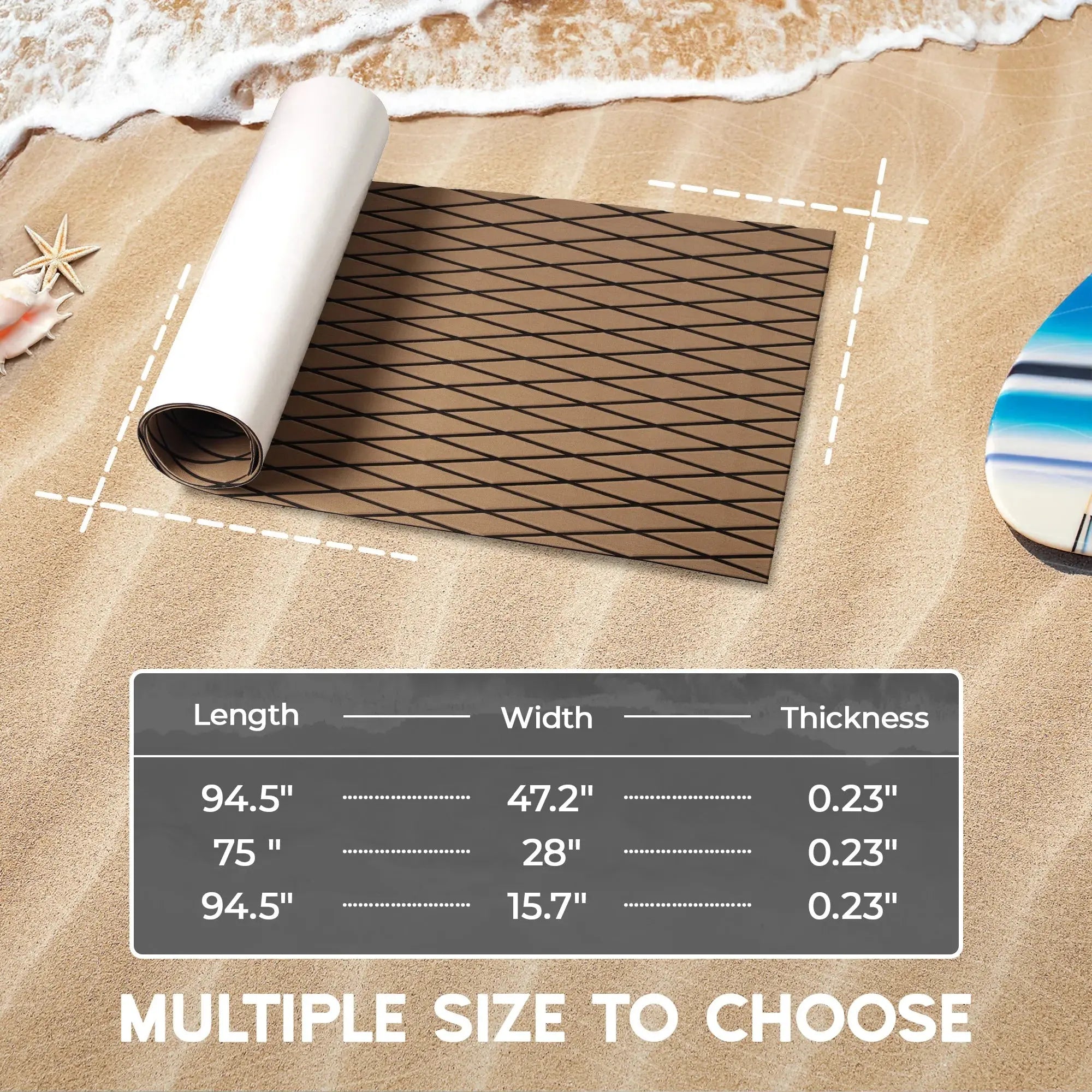 FOCEAN Boat Flooring EVA Foam Boat Decking Marine Mat Non-Slip Self-Adhesive Flooring Sheet for Motorboat Kayak Surfboard Garden Swimming Pools