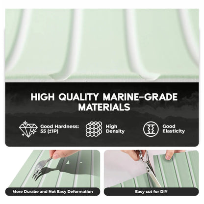 FOCEAN Boat Flooring with 3M 99786+ High Strength Adhesive Backing EVA Foam Self-Adhesive 96''x45.6'' Faux Teak Marine Decking Sheet for Jon Boats Yacht RV Floor