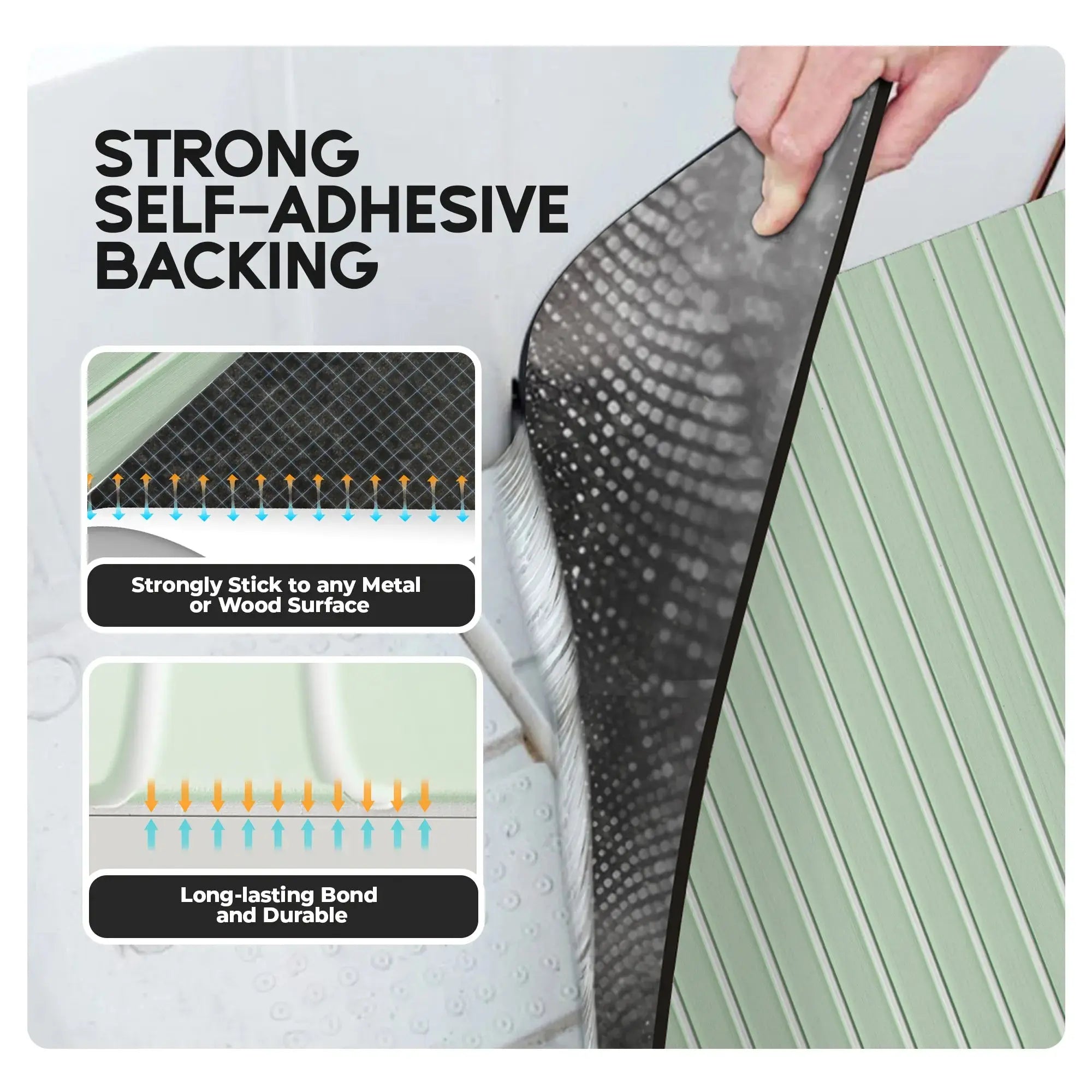 FOCEAN Boat Flooring with 3M 99786+ High Strength Adhesive Backing EVA Foam Self-Adhesive 96''x45.6'' Faux Teak Marine Decking Sheet for Jon Boats Yacht RV Floor