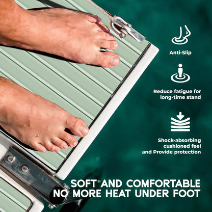 FOCEAN Boat Flooring with 3M 99786+ High Strength Adhesive Backing EVA Foam Self-Adhesive 96''x45.6'' Faux Teak Marine Decking Sheet for Jon Boats Yacht RV Floor