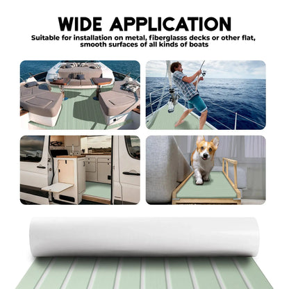 FOCEAN Boat Flooring with 3M 99786+ High Strength Adhesive Backing EVA Foam Self-Adhesive 96''x45.6'' Faux Teak Marine Decking Sheet for Jon Boats Yacht RV Floor